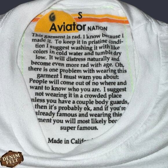 Aviator Nation Cropped AV Logo Graphic Tee White Rainbow T/Shirt Sz S - Picture 12 of 13